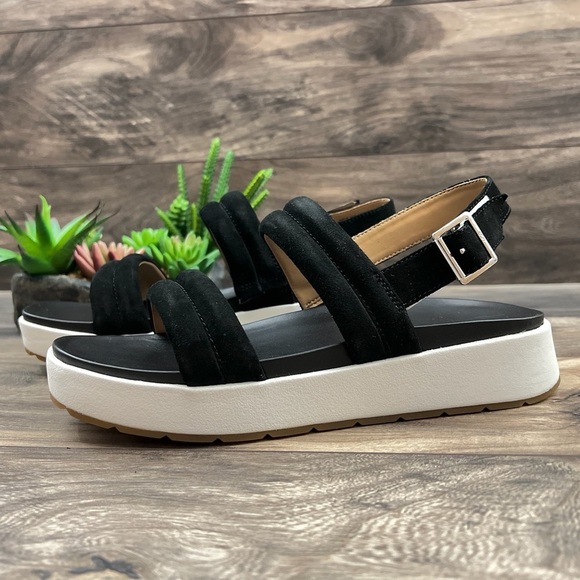 NIB UGG Lynnden Slingback Strappy Platform Sandal Black Suede 9 40 - Picture 5 of 12